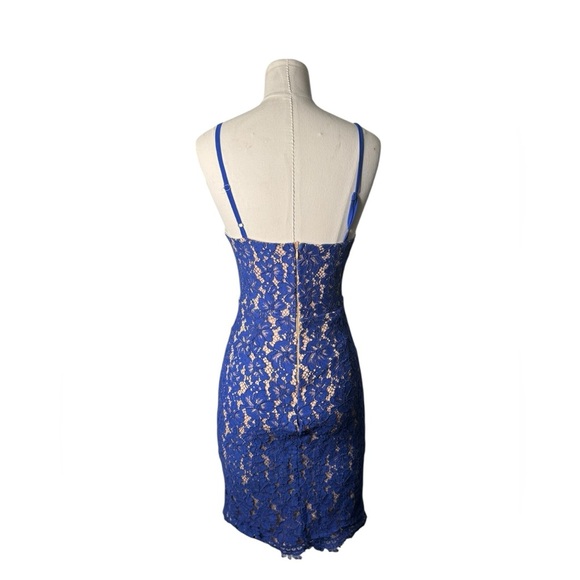 Lulu's Blue Tan Slip Mini Dress - Shes a Knockout Cobalt Blue  Lace Dress in XS - Picture 6 of 9